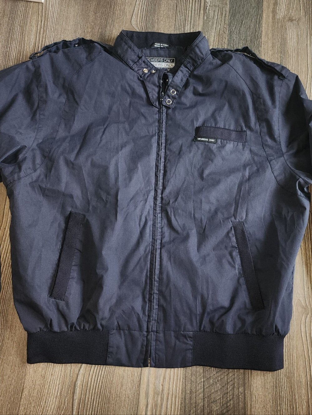 Men's Members Only Bomber Jacket Windbreaker Medium Navy Blue 80s Iconic Prop